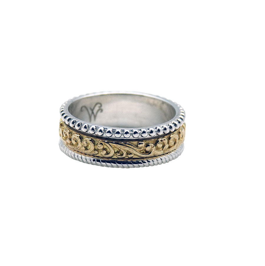 (783C) Silver and Brass Spinner Ring
