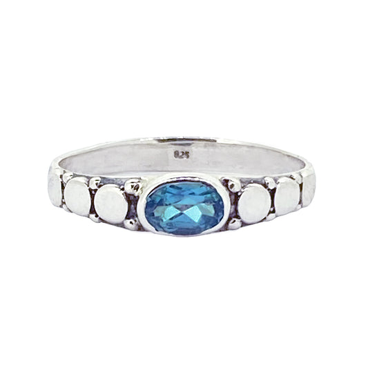 (784CBT) Blue Topaz Silver Ring