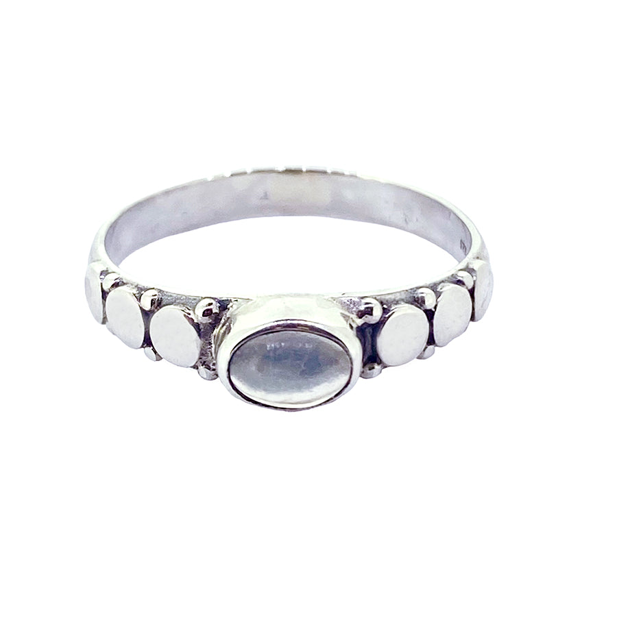 (784CMS) White Moonstone Silver Ring