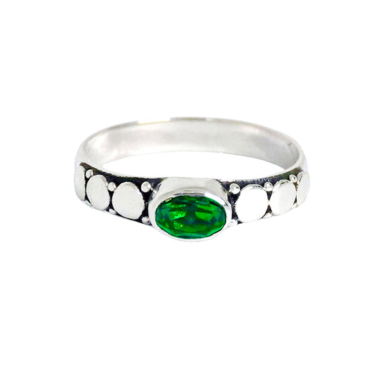 (784CGQ) Green Quartz Silver Ring