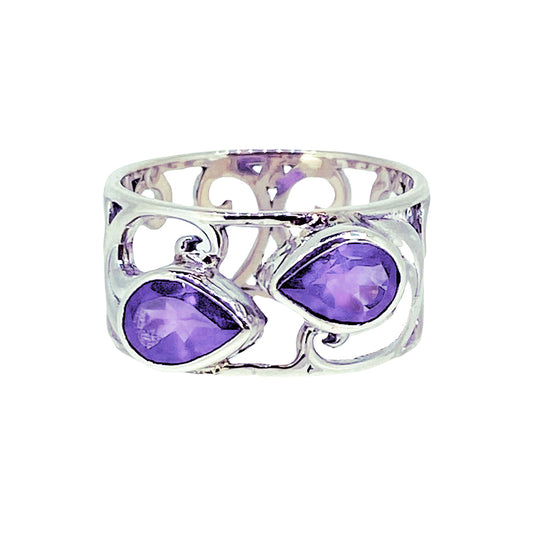 (790CAM) Amethyst Sterling Silver Ring